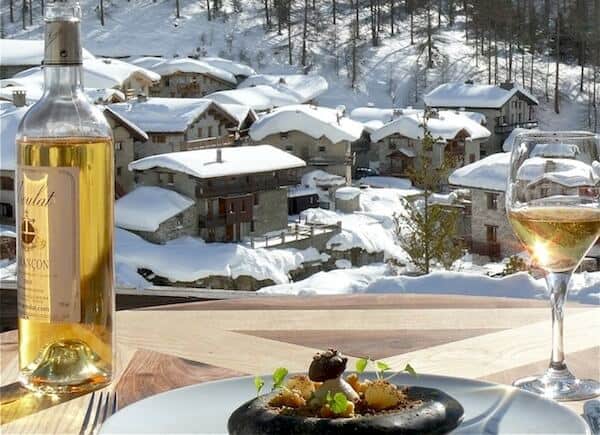 glass of wine, snack and view